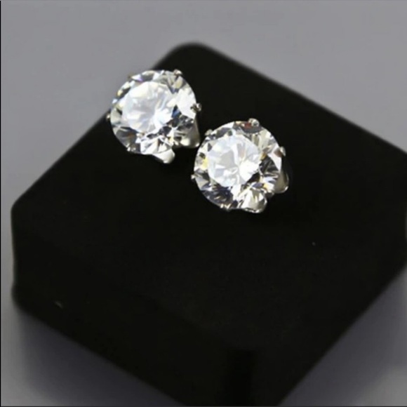 NEW 2.5 CT DIAMOND SILVER EARRINGS - Picture 4 of 4
